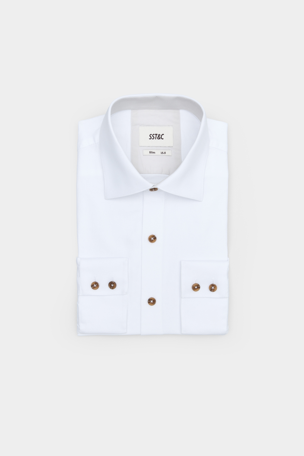 SST&C White Textured Slim Fit Shirt | 00062502017_5