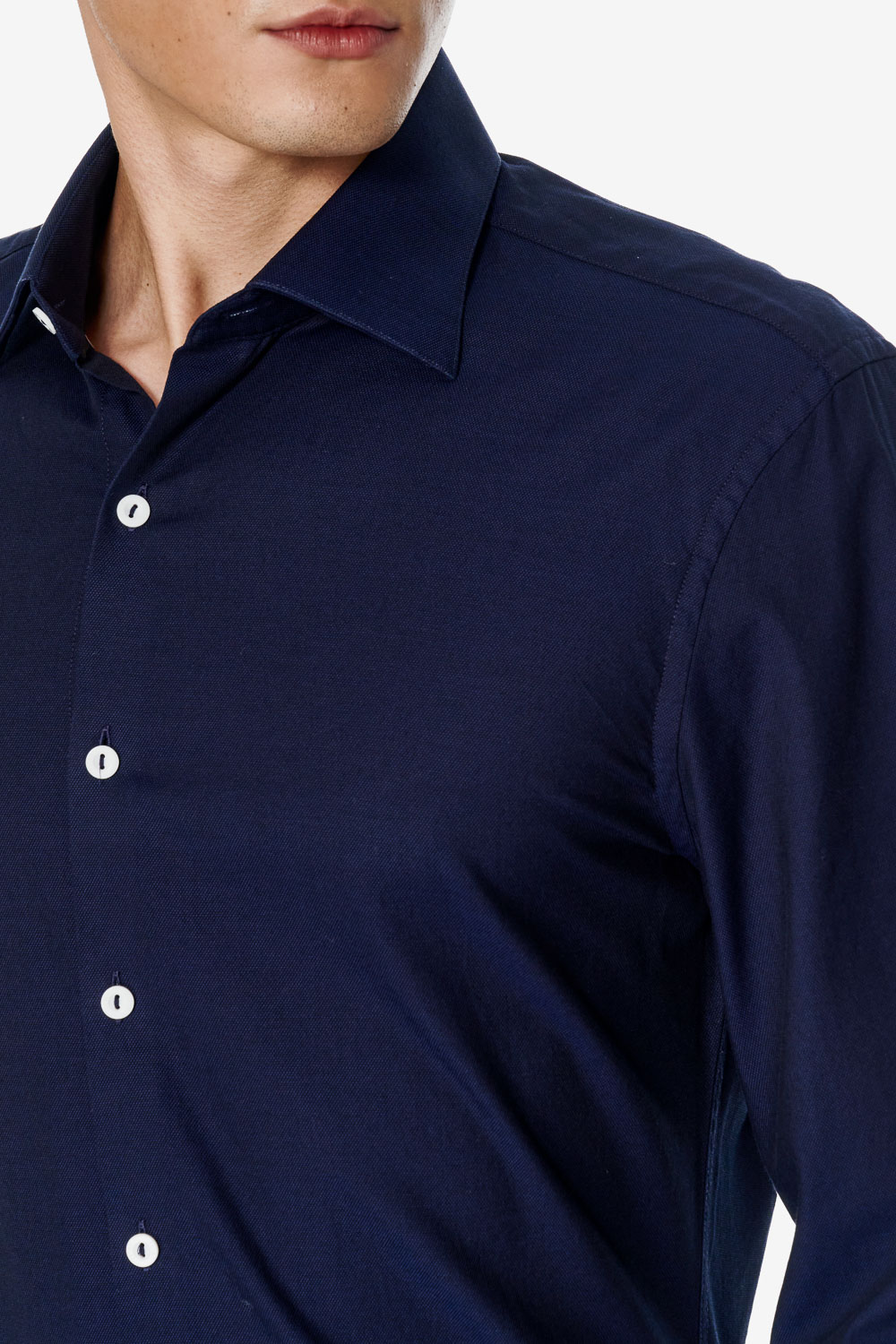 SST&C Navy Blue Textured Classic Fit Shirt | 00062502029_2