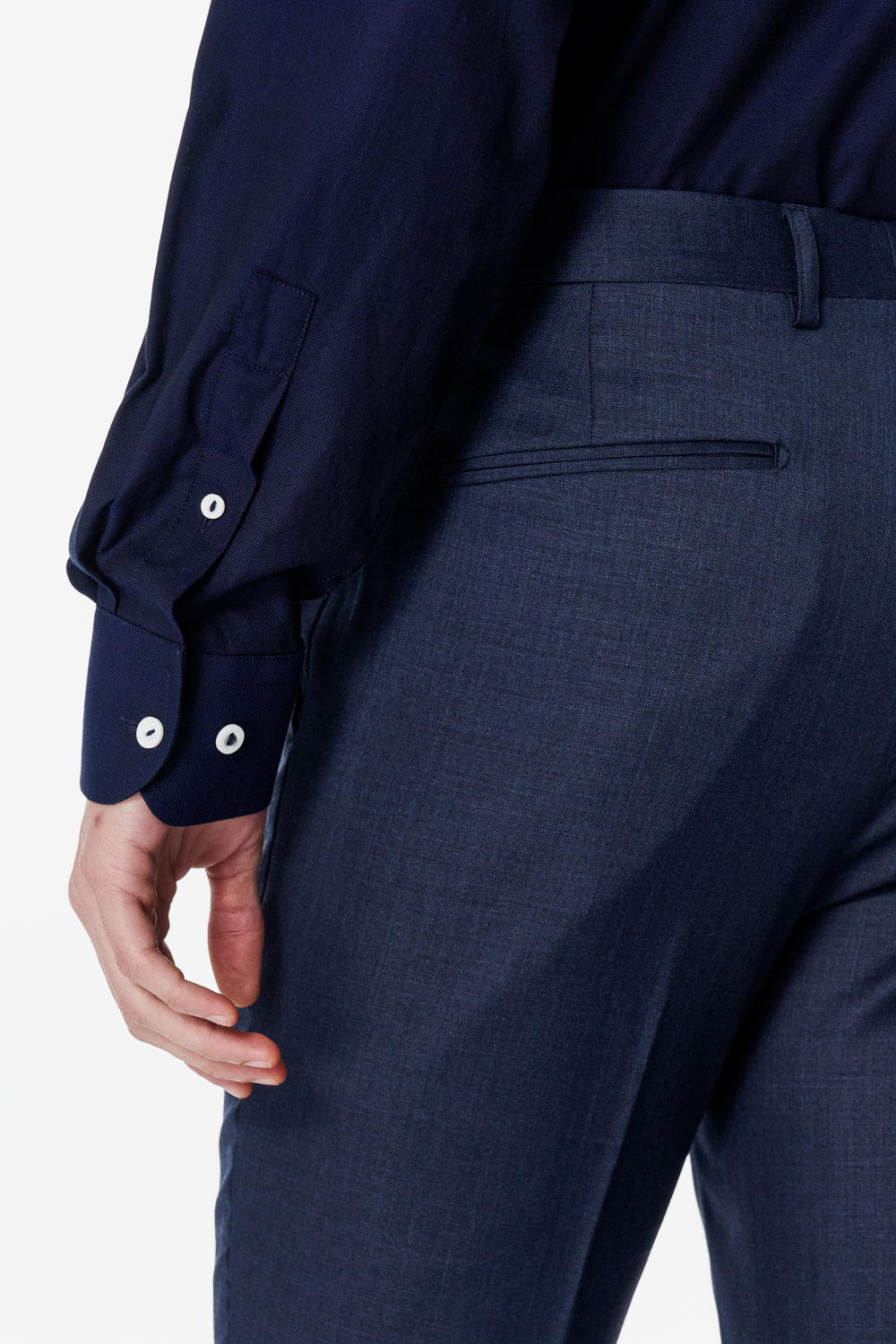 SST&C Navy Blue Textured Classic Fit Shirt | 00062502029_3