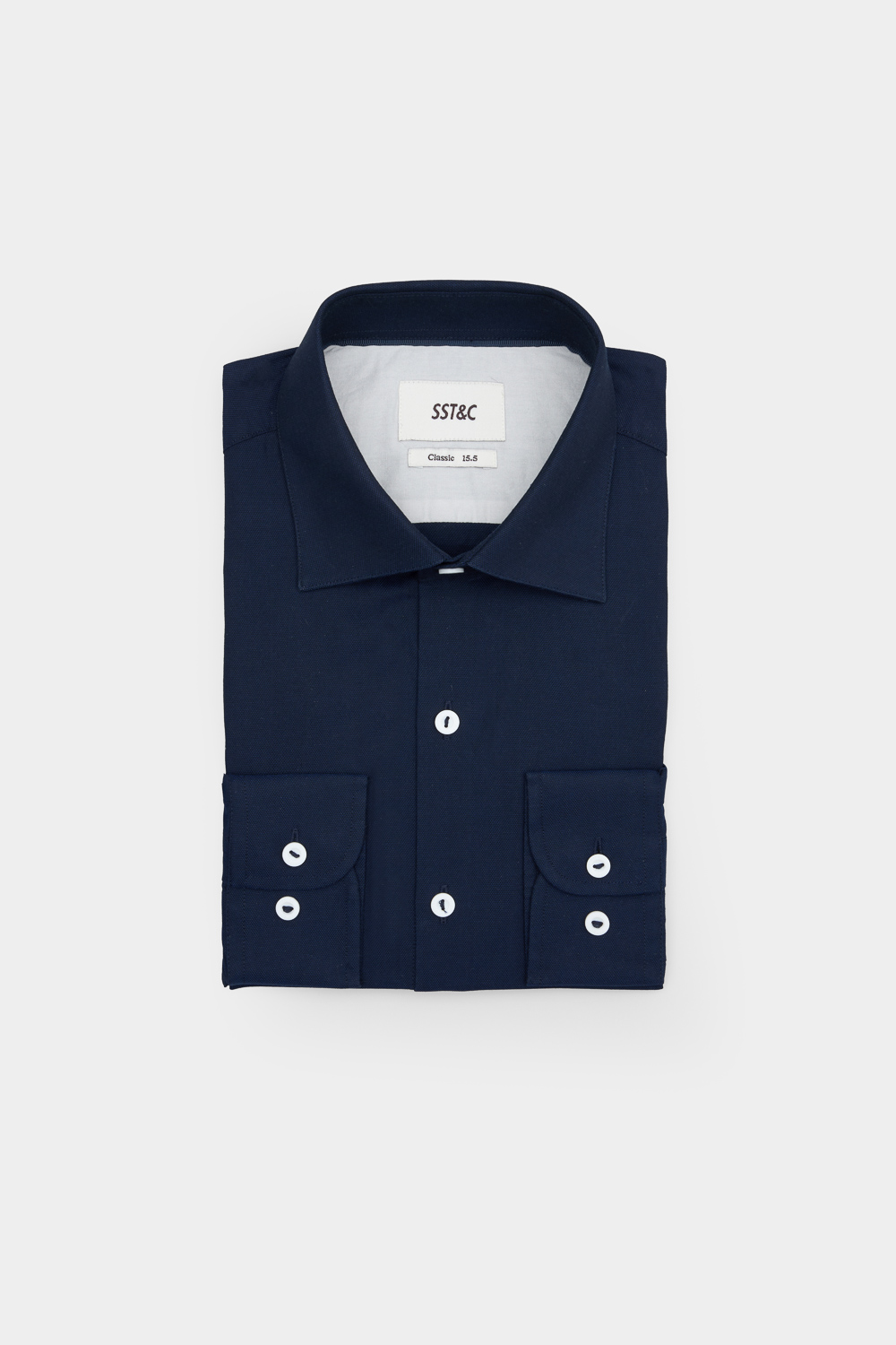 SST&C Navy Blue Textured Classic Fit Shirt | 00062502029_4