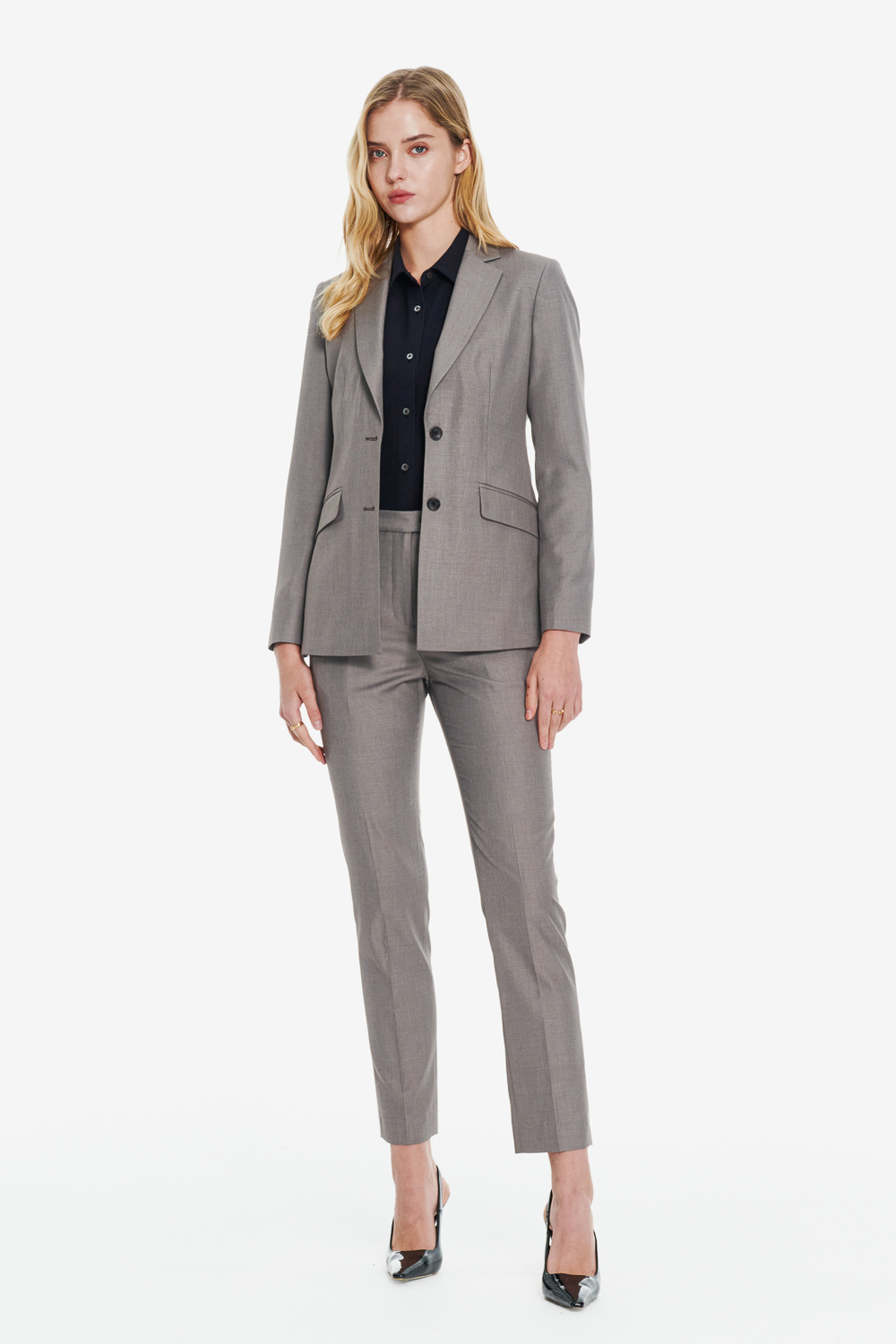 SST&C Taupe Slim Fit Trousers | 01022502001_2