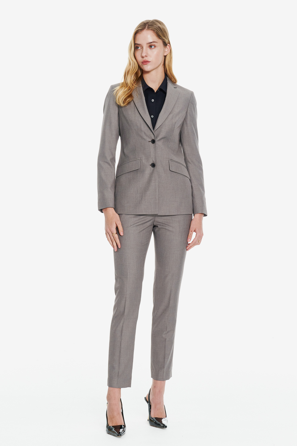 SST&C Taupe Slim Fit Trousers | 01022502001_3