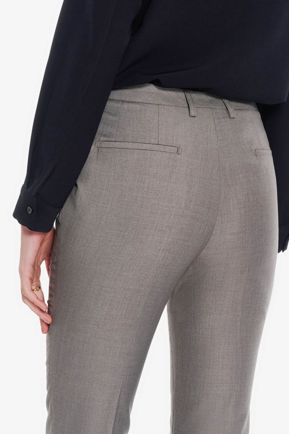 SST&C Taupe Slim Fit Trousers | 01022502001_5