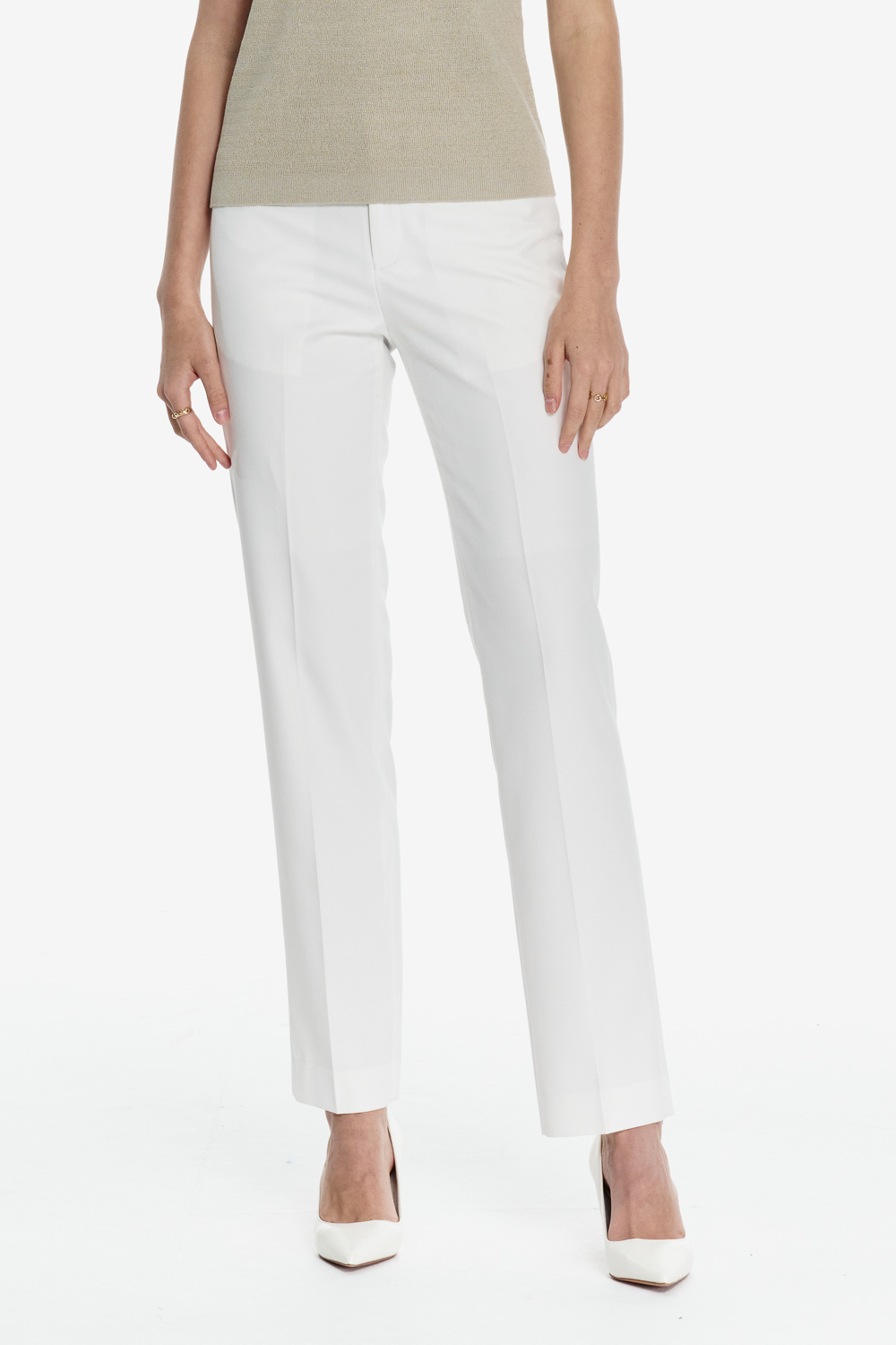 SST&C White Classic Fit Trousers | 01022502006_0