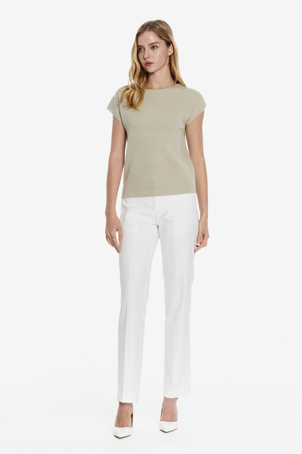 SST&C White Classic Fit Trousers | 01022502006_1