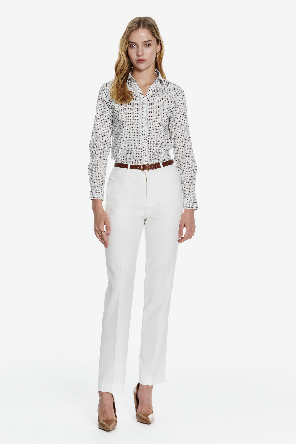 SST&C White Classic Fit Trousers | 01022502006_3