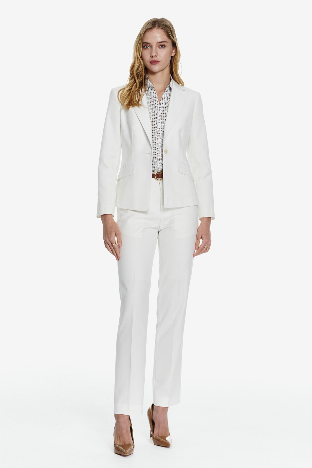 SST&C White Classic Fit Trousers | 01022502006_4
