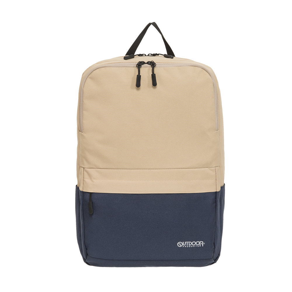 【OUTDOOR】極簡風尚-14吋電腦後背包-深藍/米色 OD225011NB