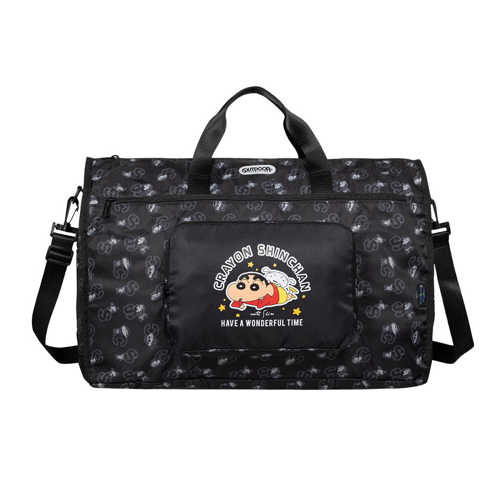 【OUTDOOR】Crayon Shinchan蠟筆小新摺疊旅行袋-黑色 ODCS23R11BK