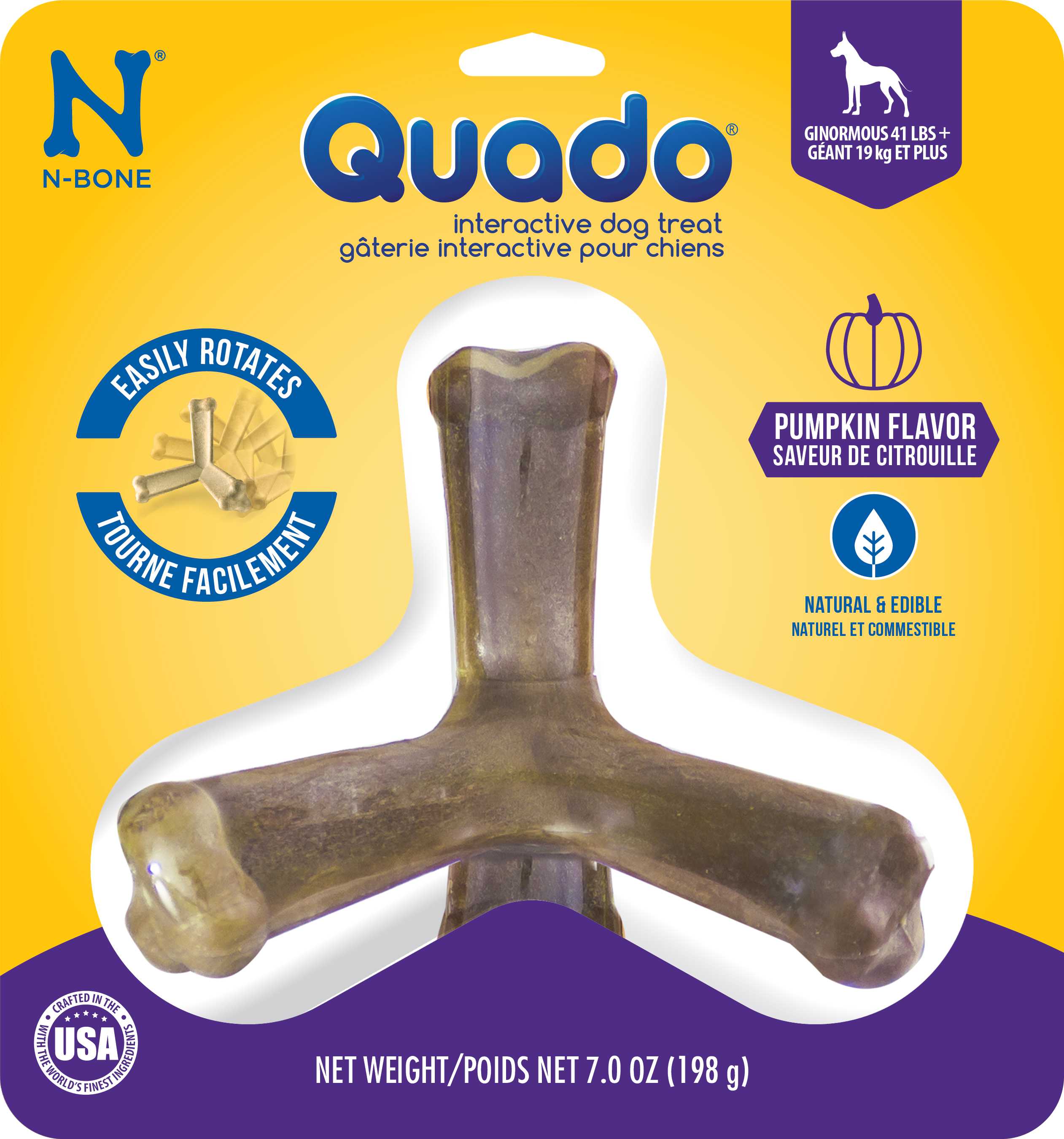 Quado® Q樂多 犬用互動趣味潔牙骨 巨型 南瓜風味 7oz (198g)/盒_1