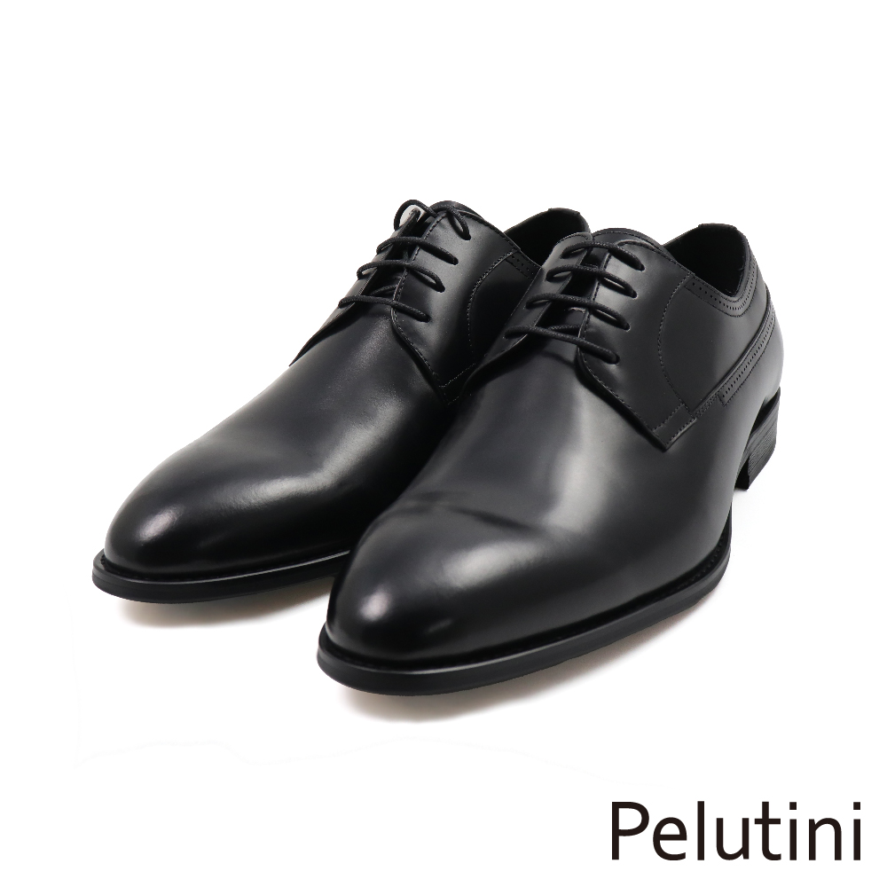 【Pelutini】經典質感真皮綁帶德比鞋 黑色(312025-BL)