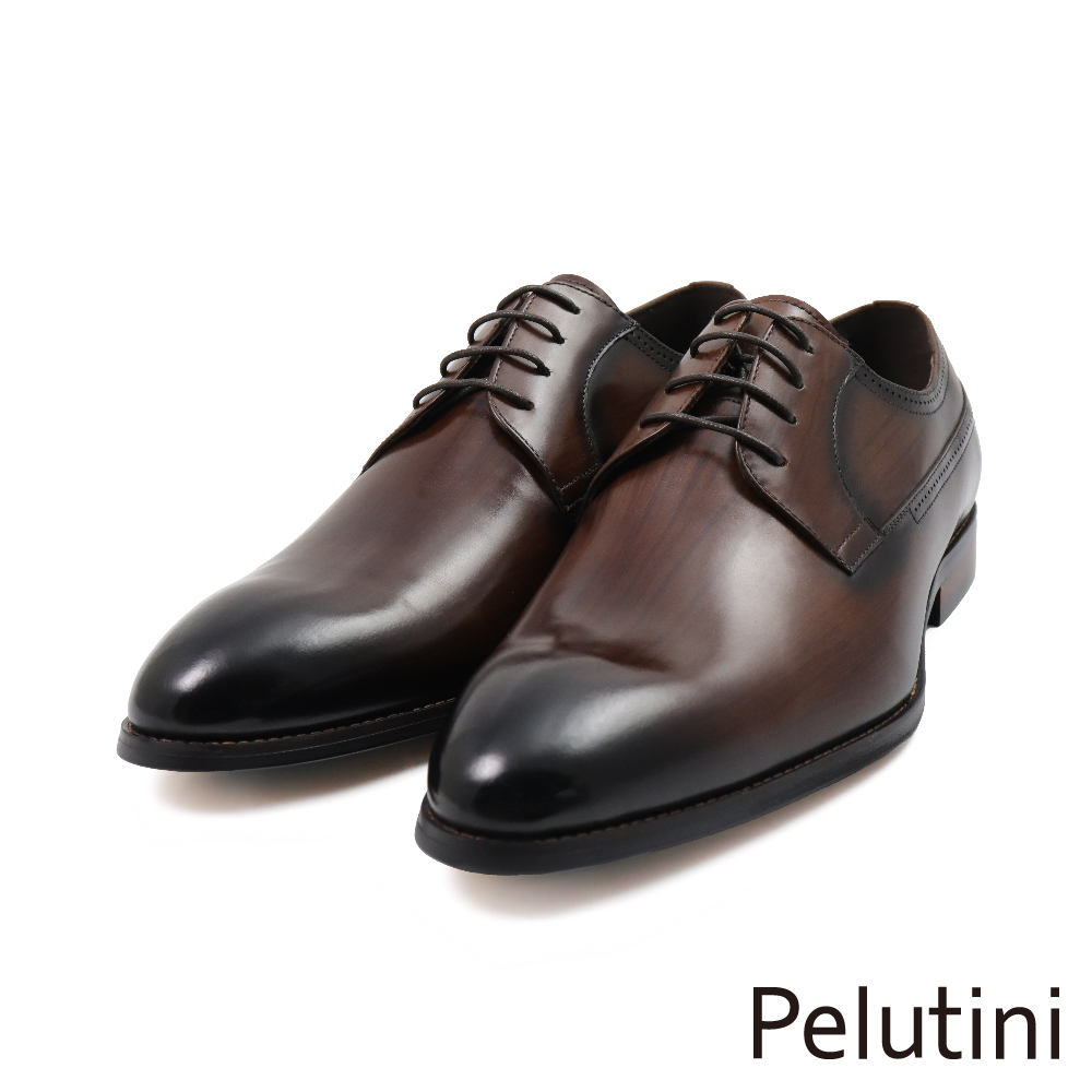 【Pelutini】經典質感真皮綁帶德比鞋 深棕色(312025-DBR)