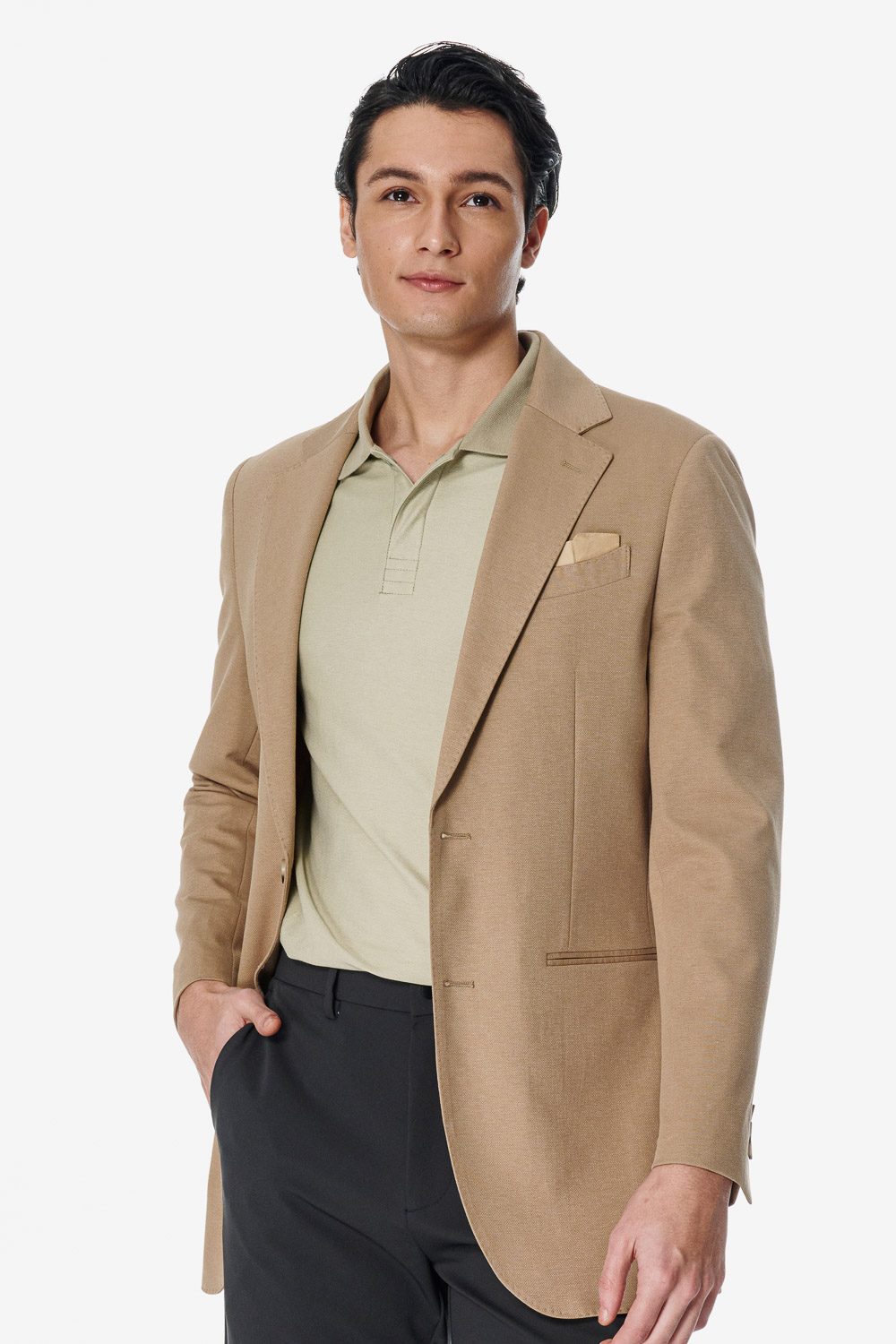 SST&C Khaki Cooling Stretch Knit Blazer | 00112502001_0