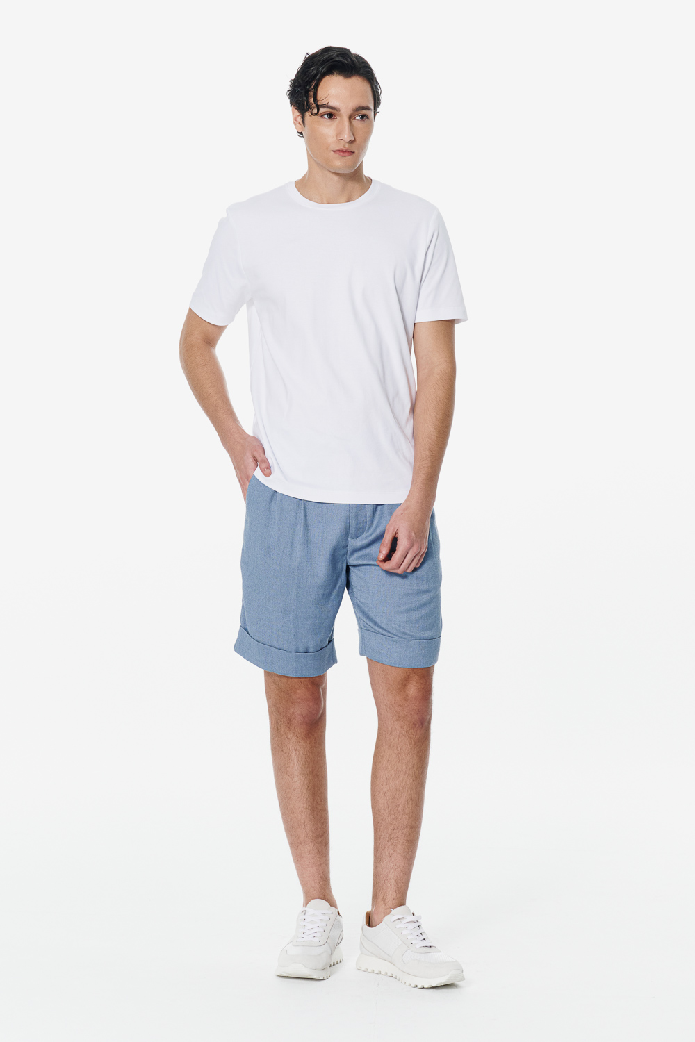 SST&C White Mercerized Cotton Crewneck T-Shirt | 00212502001_1