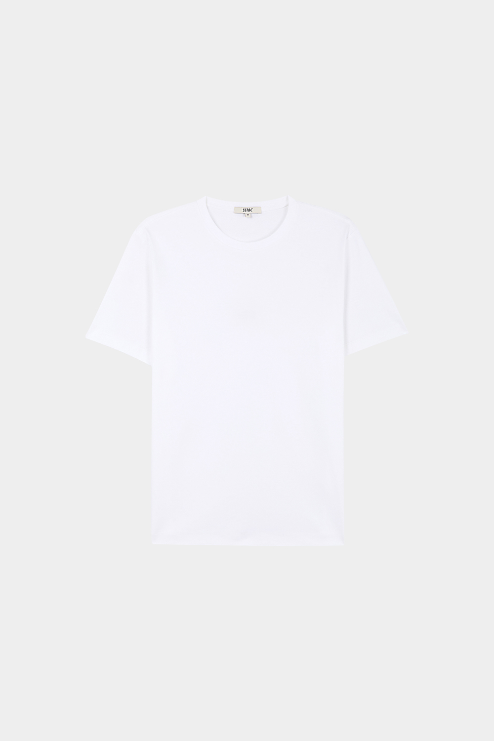 SST&C White Mercerized Cotton Crewneck T-Shirt | 00212502001_4