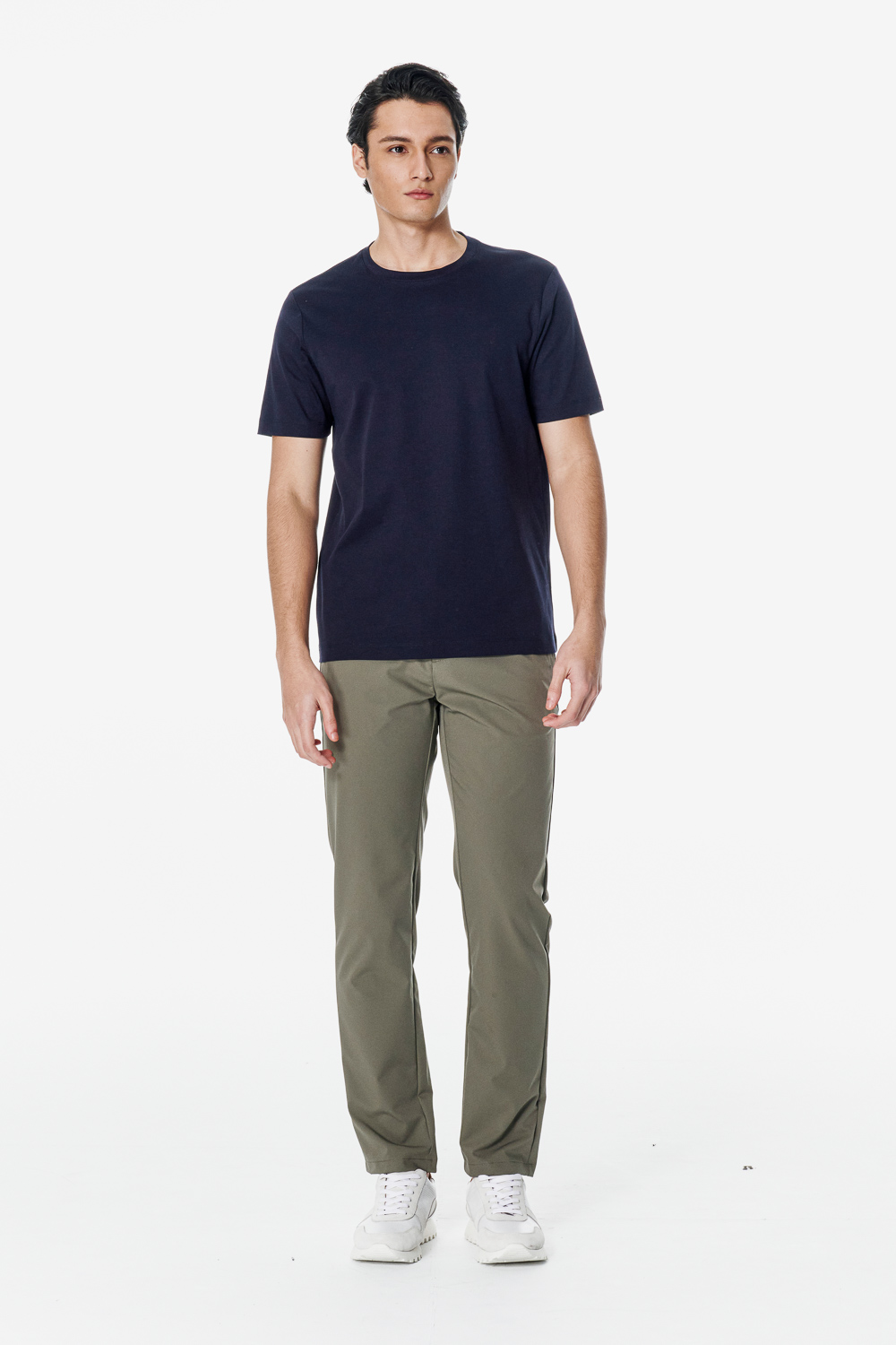 SST&C Navy Blue Mercerized Cotton Crewneck T-Shirt | 00212502003_1