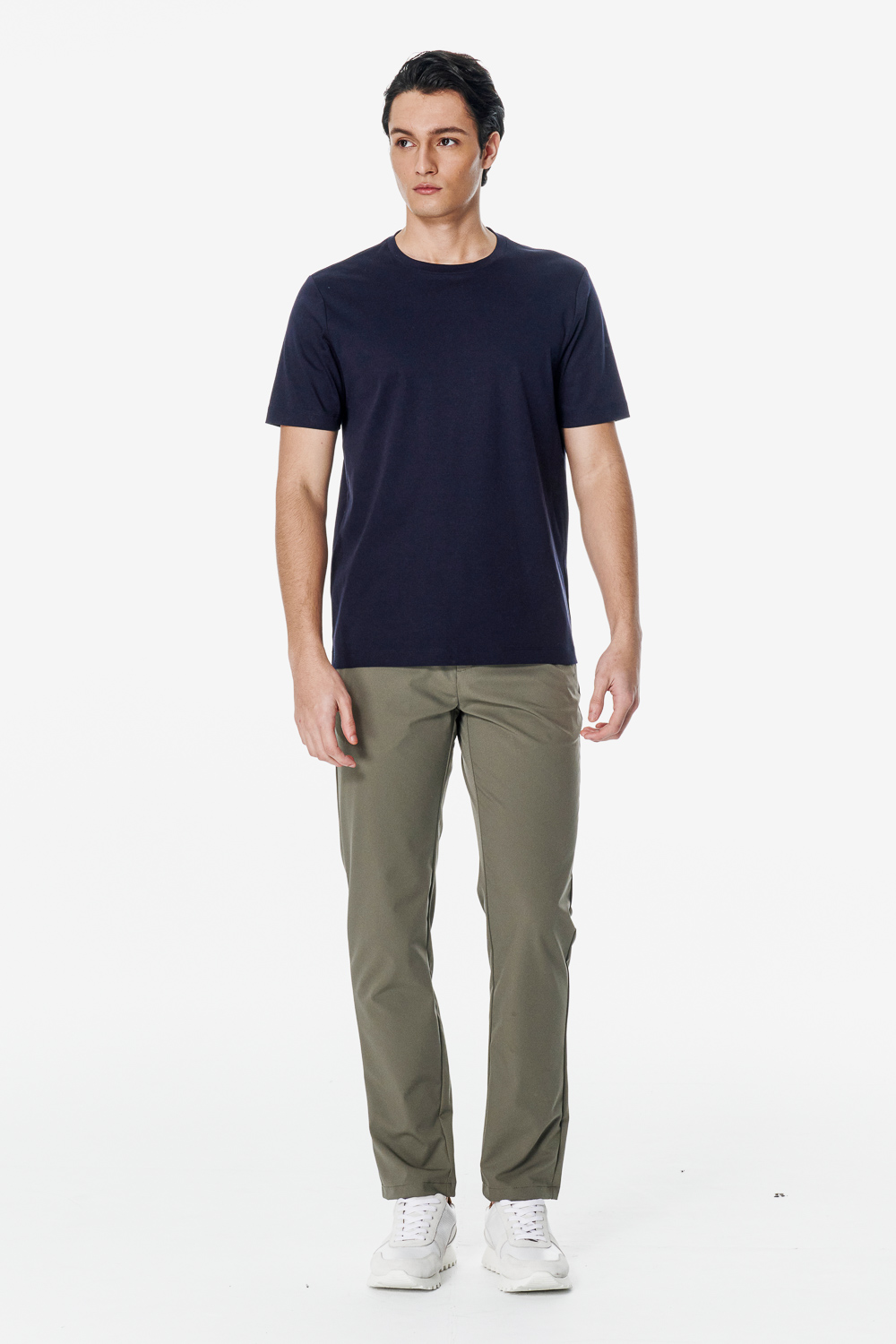 SST&C Navy Blue Mercerized Cotton Crewneck T-Shirt | 00212502003_2