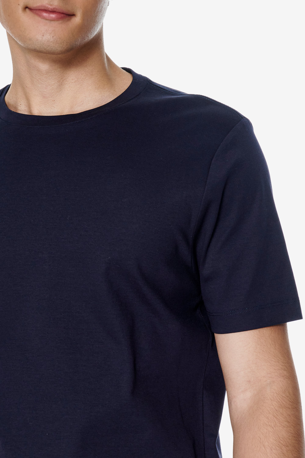 SST&C Navy Blue Mercerized Cotton Crewneck T-Shirt | 00212502003_3