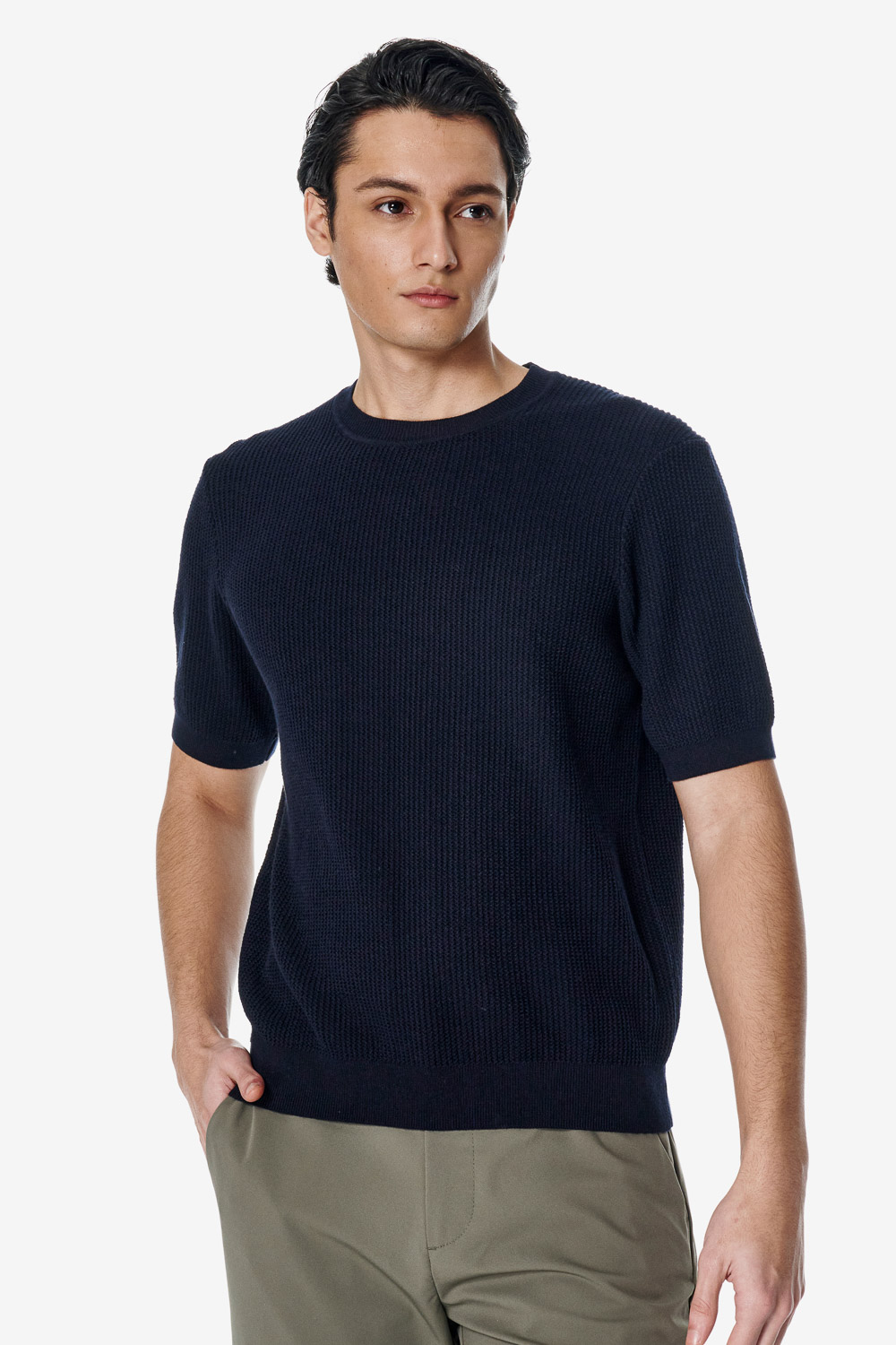 SST&C Navy Blue Pure Cotton Crewneck Knit | 00192502004_0