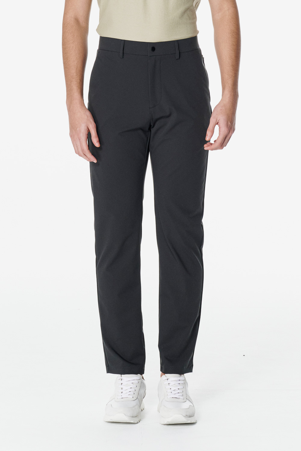 SST&C Khaki Green Slim Fit High Stretch Trousers | 00162502001_0