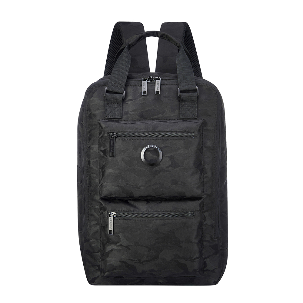 【DELSEY】CITYPAK-15.6吋電腦方型後背包-迷彩黑 00391061210