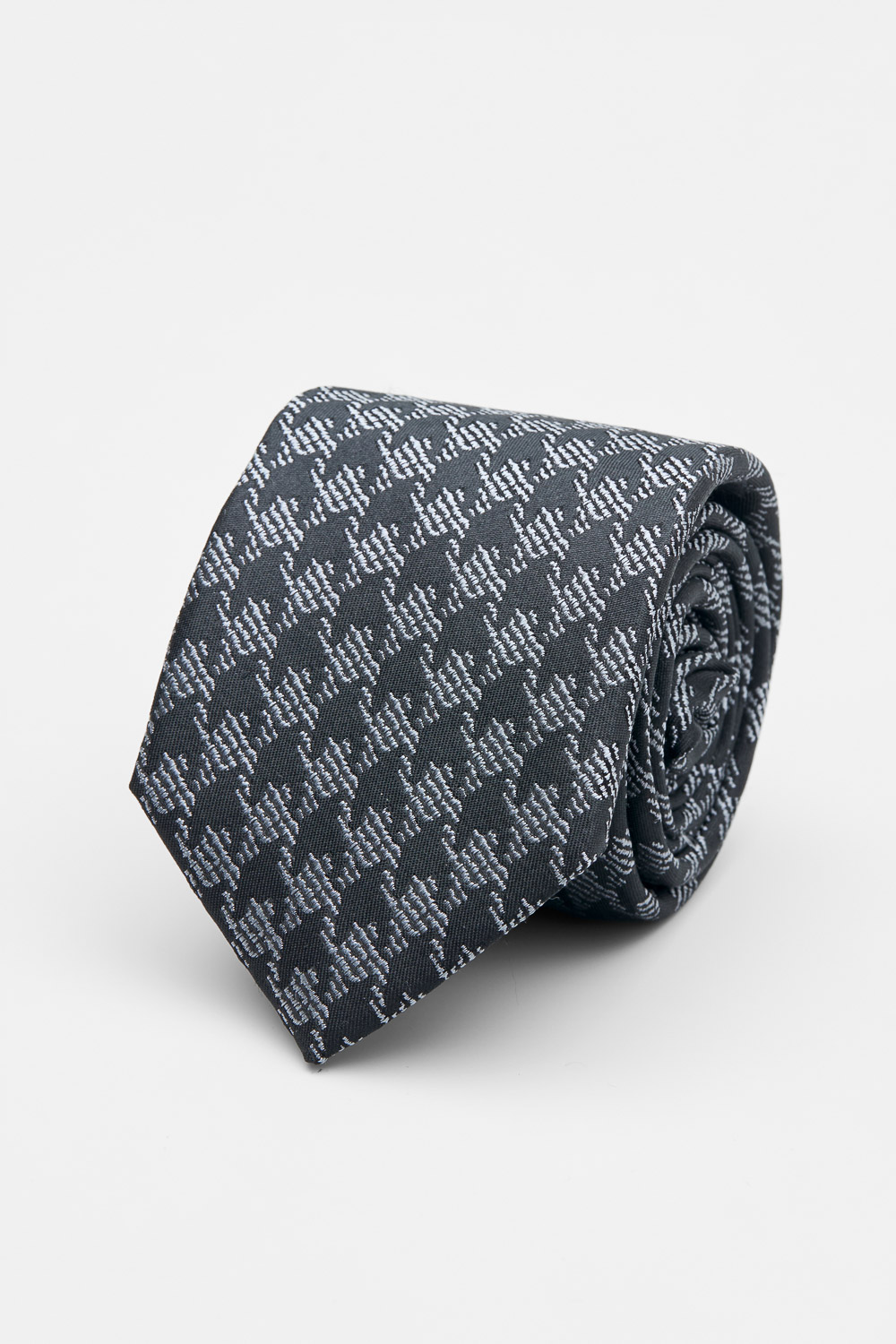 SST&C ⁠Black and Grey Houndstooth Silk Tie | 00362502001_0
