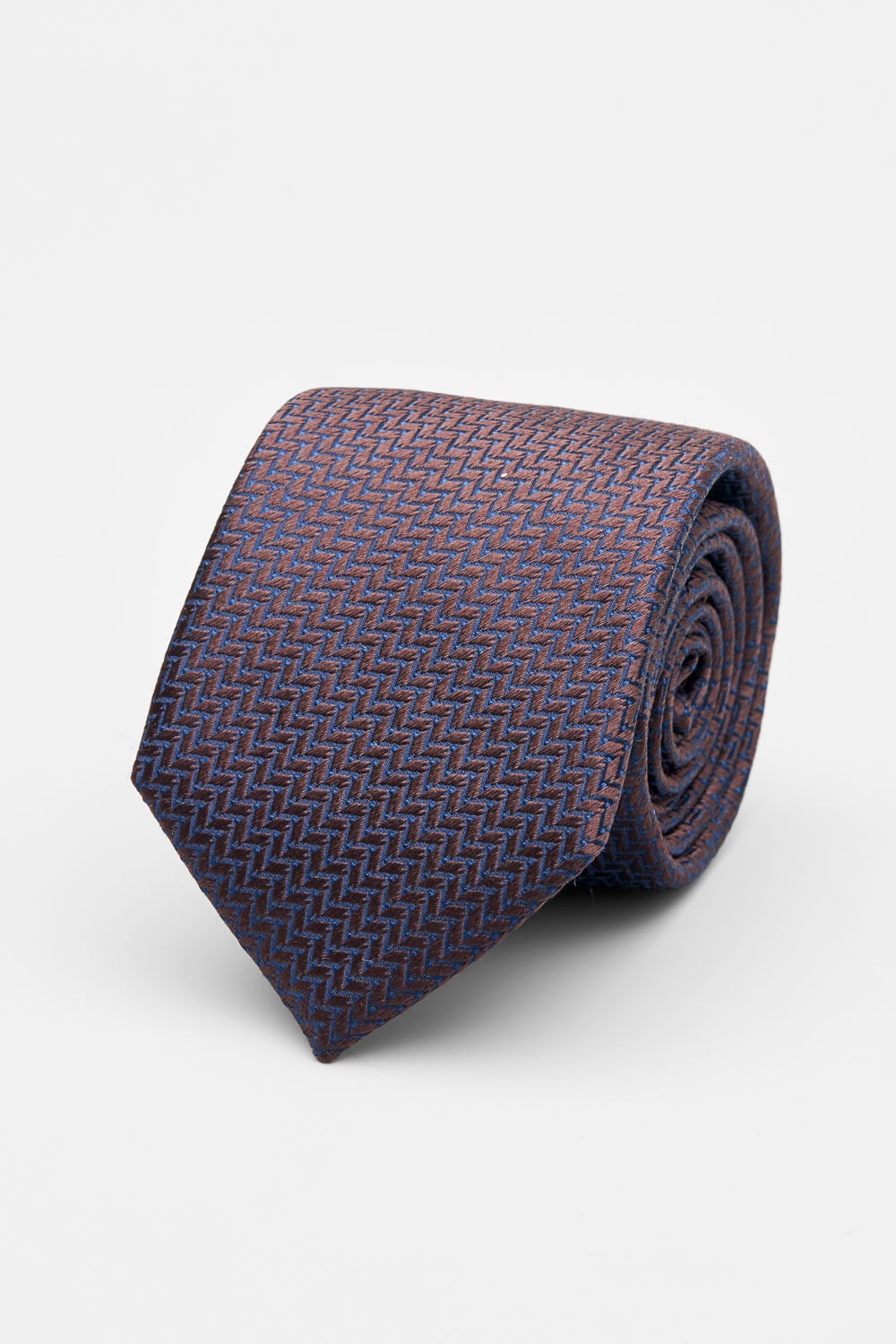 SST&C Navy and Brown Geometric Silk Tie | 00362502004_0