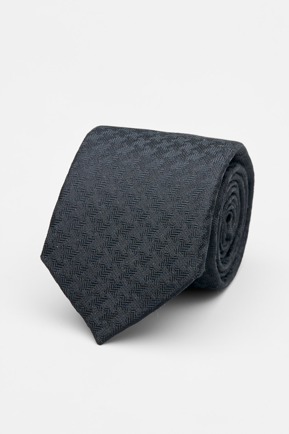 SST&C Black Geometric Textured Silk Tie | 00362502008_0