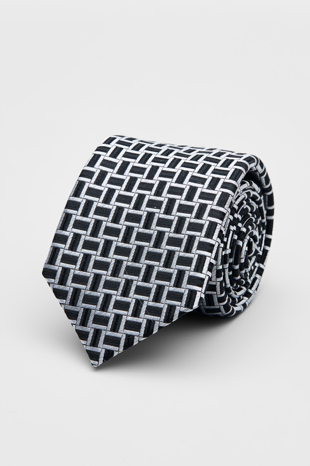 SST&C Black with Silver Squares Silk Tie | 00362502012_0