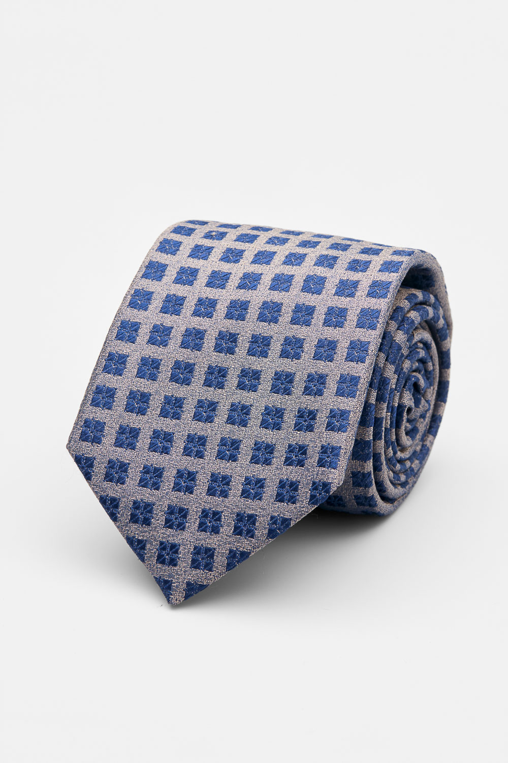 SST&C Brown with Blue Squares Silk Tie | 00362502013_0