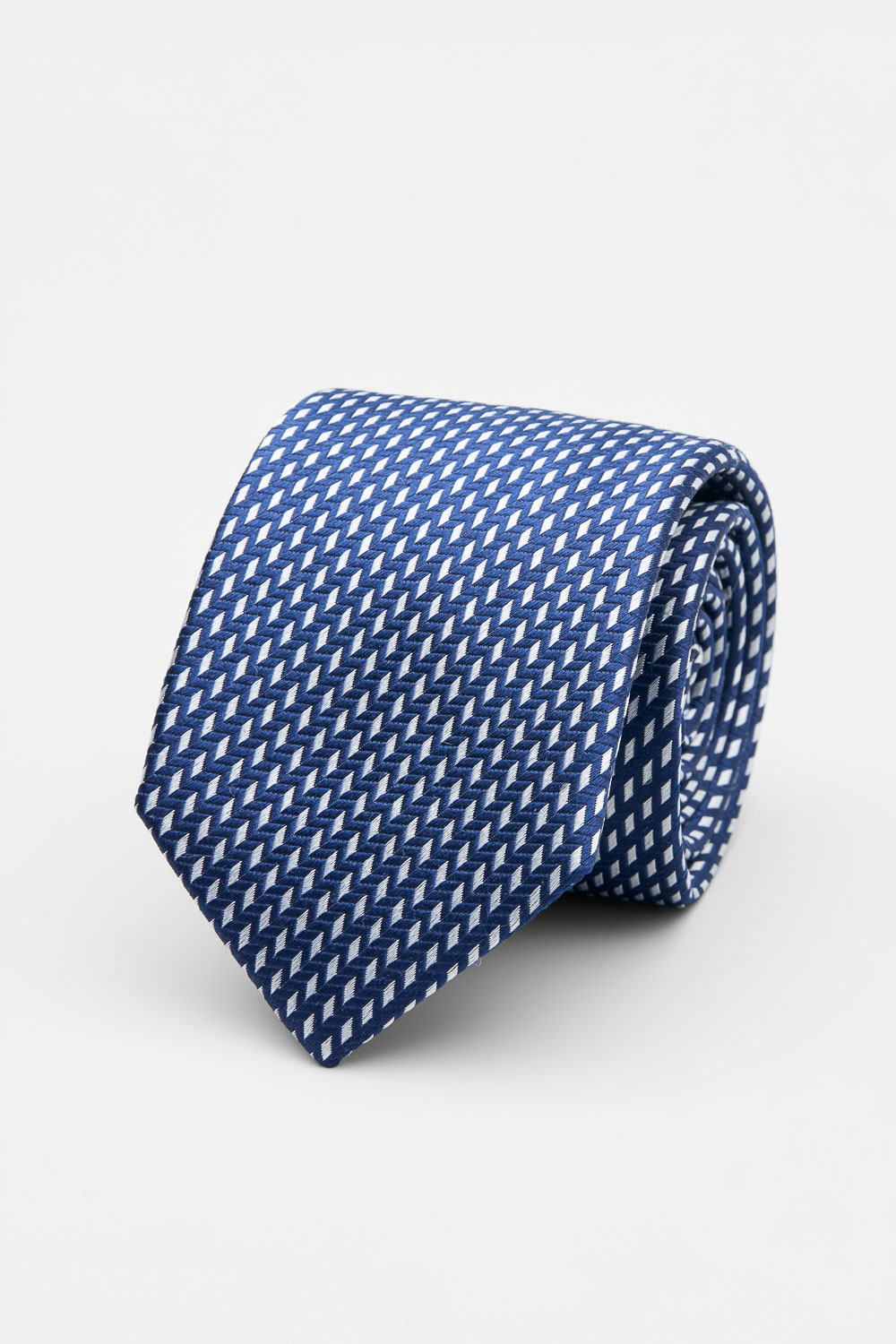 SST&C Blue wuth Silver Diagonal Grids Silk Tie | 00362502014_0