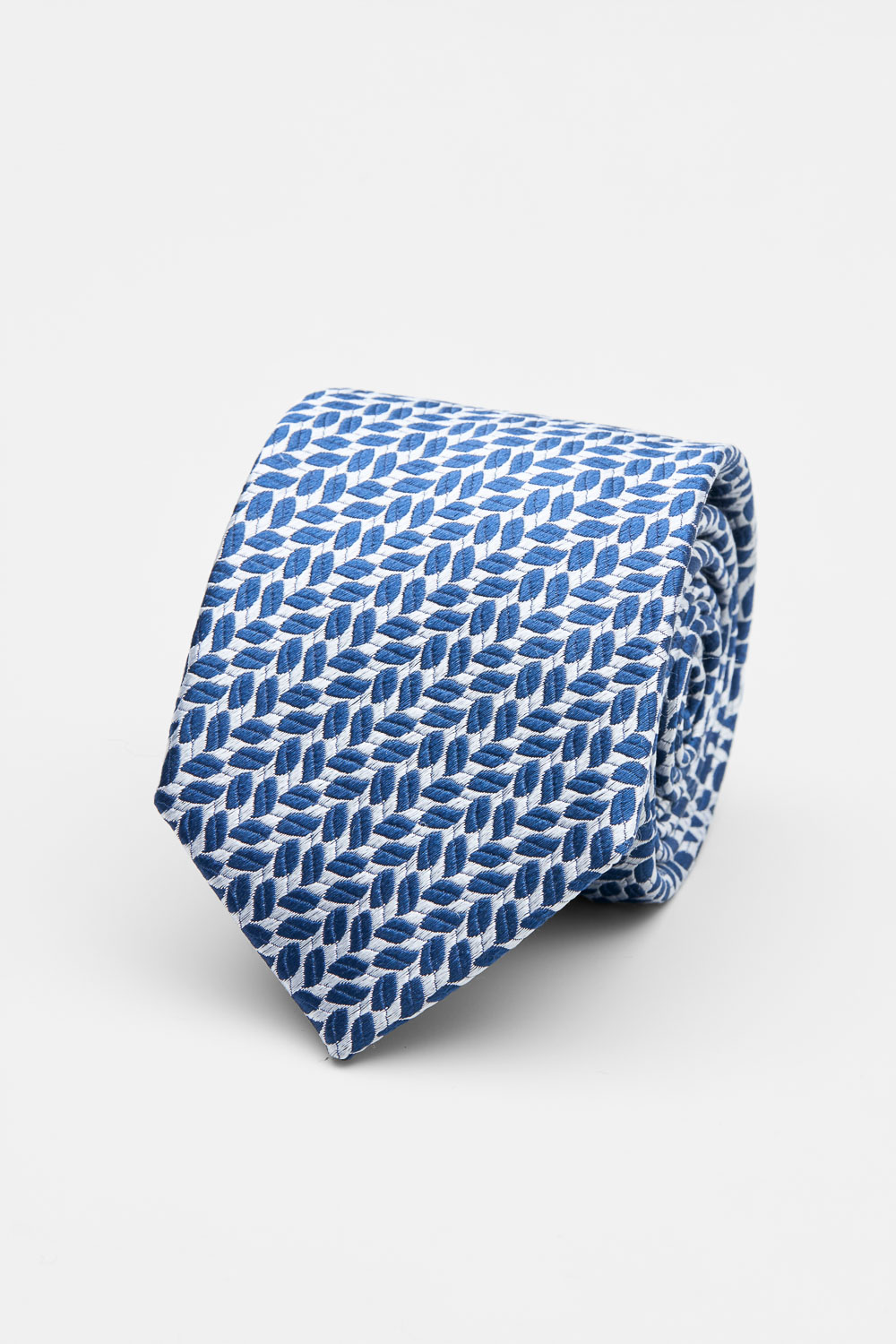 SST&C Silver and Blue Geometric Silk Tie | 00362502018_0