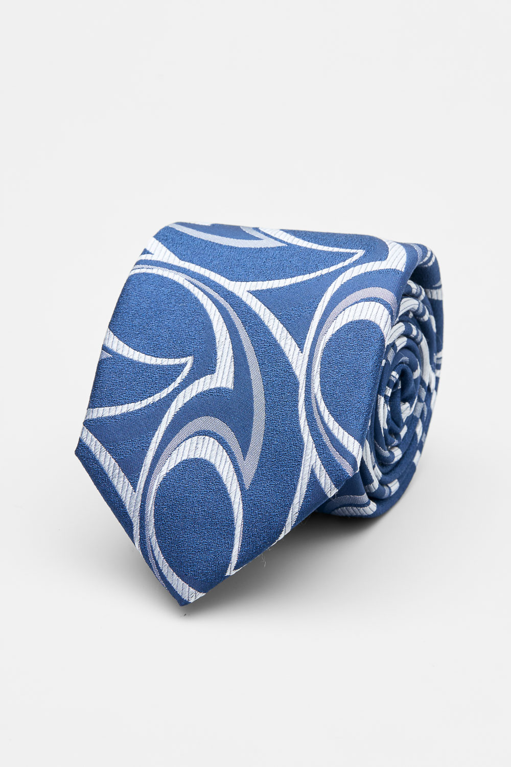 SST&C Blue and Silver Pattern Silk Tie | 00362502032_0