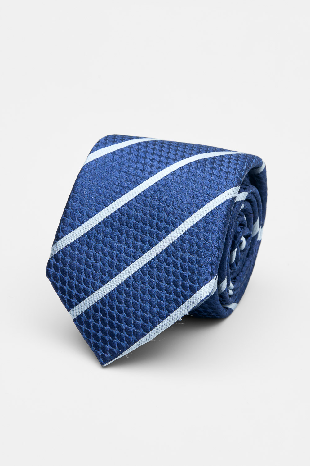 SST&C Blue and Silver Diagonal Stripes Silk Tie | 00362502033_0