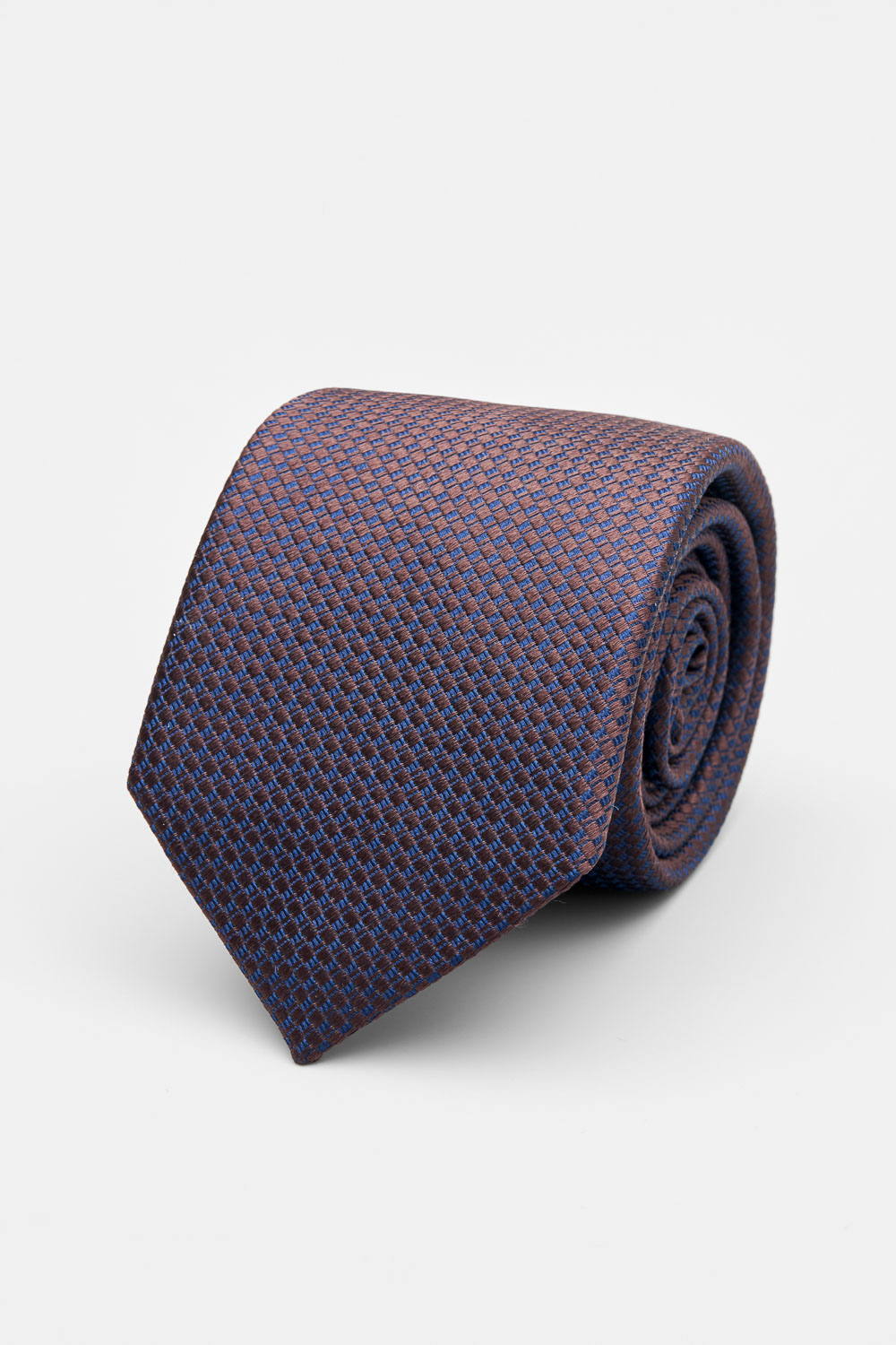 SST&C Blue with Brown Textured Silk Tie | 00362502035_0