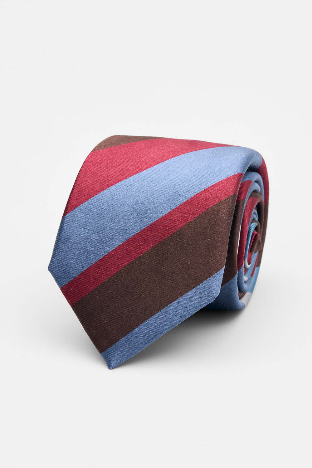 SST&C ⁠Blue, Brown and Red Diagonal Stripes Silk Tie | 00362502049_0