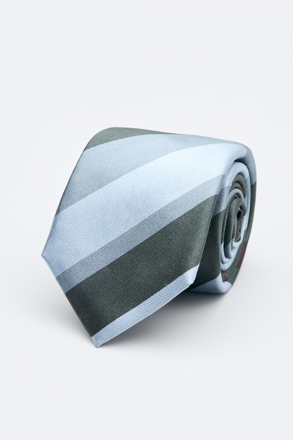SST&C Silver, Brown and Grey Diagonal Stripes Silk Tie | 00362502050_0
