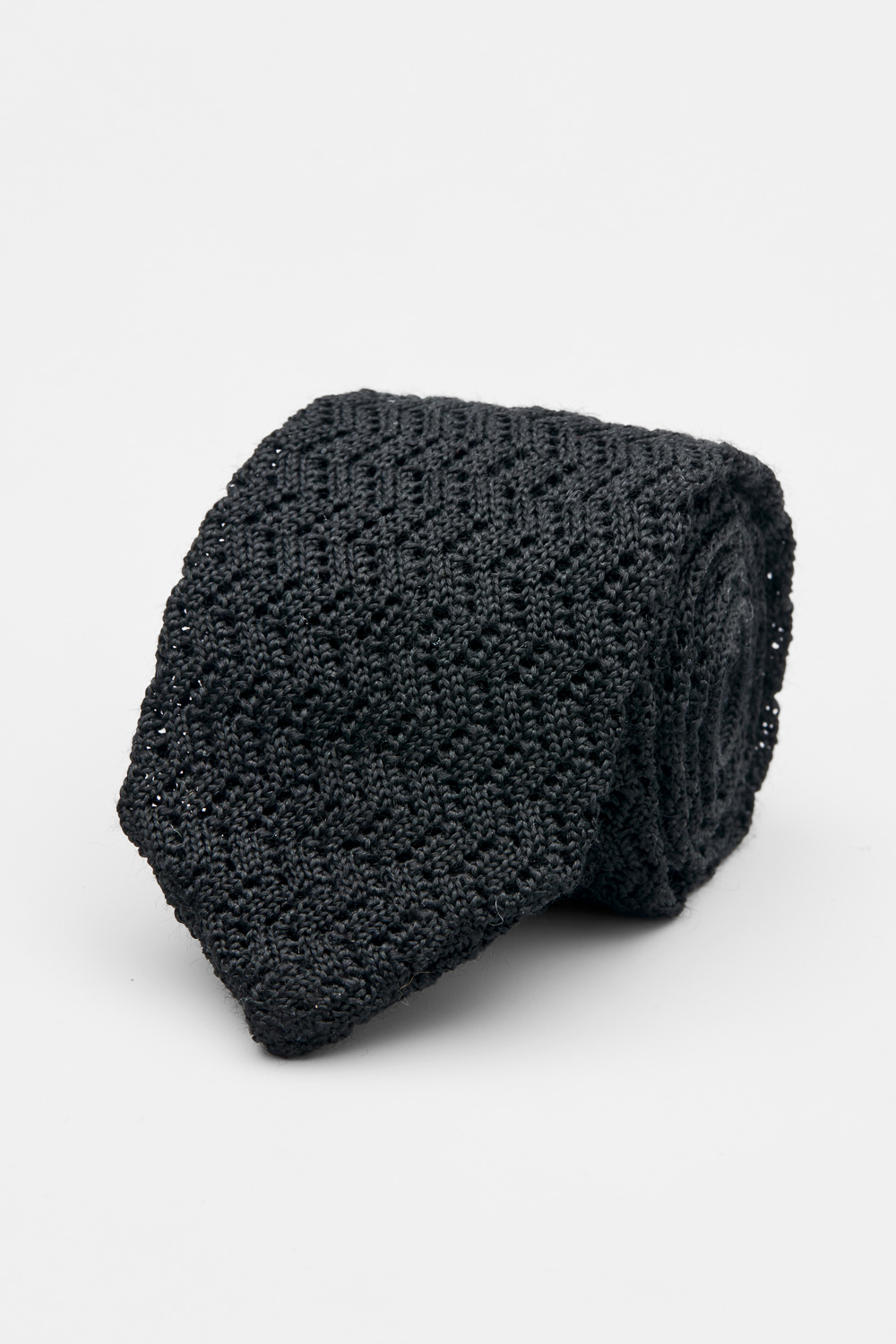 SST&C Black Silk Knitted Ties | 00362502051_0