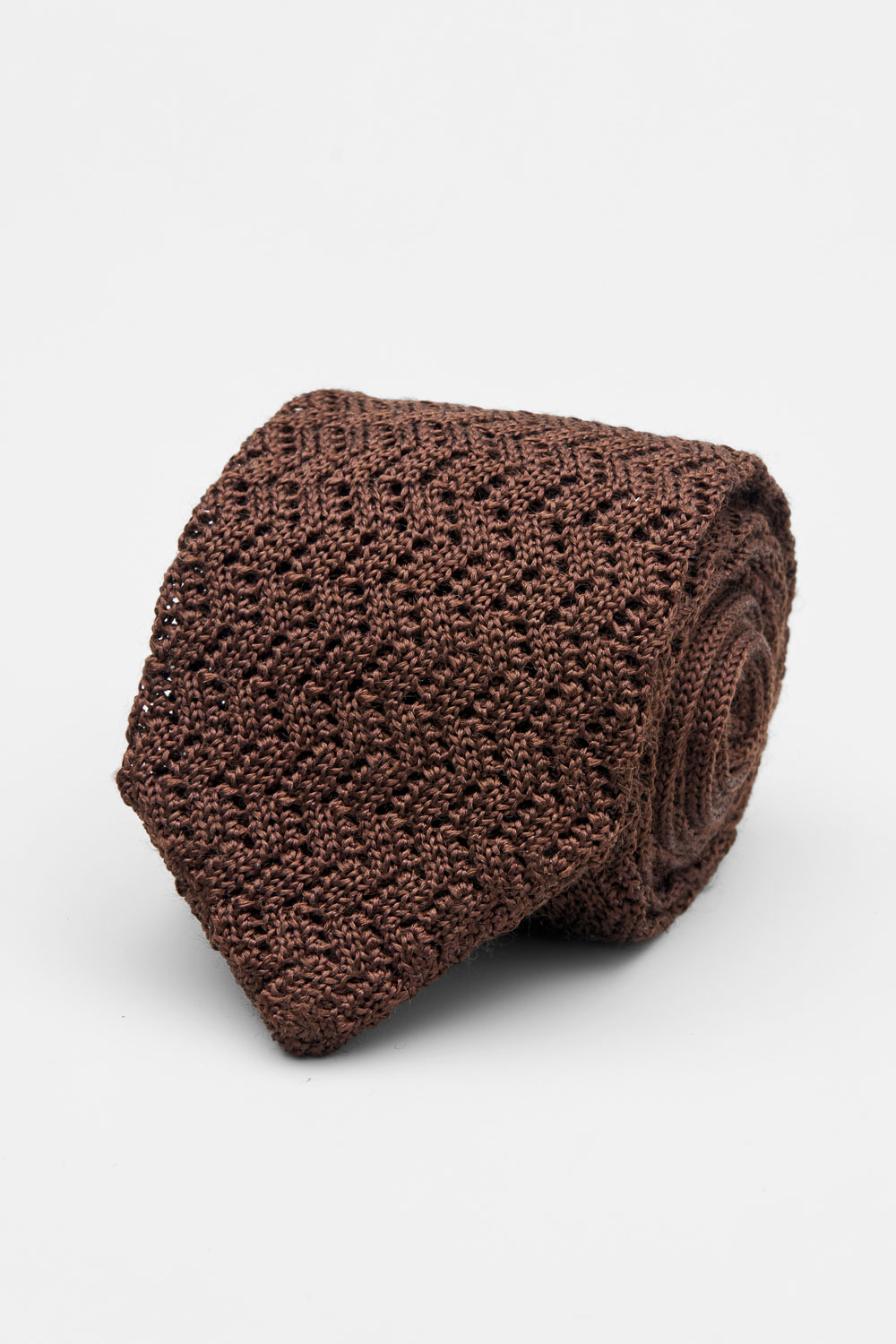 SST&C Brown Silk Knitted Ties | 00362502052_0