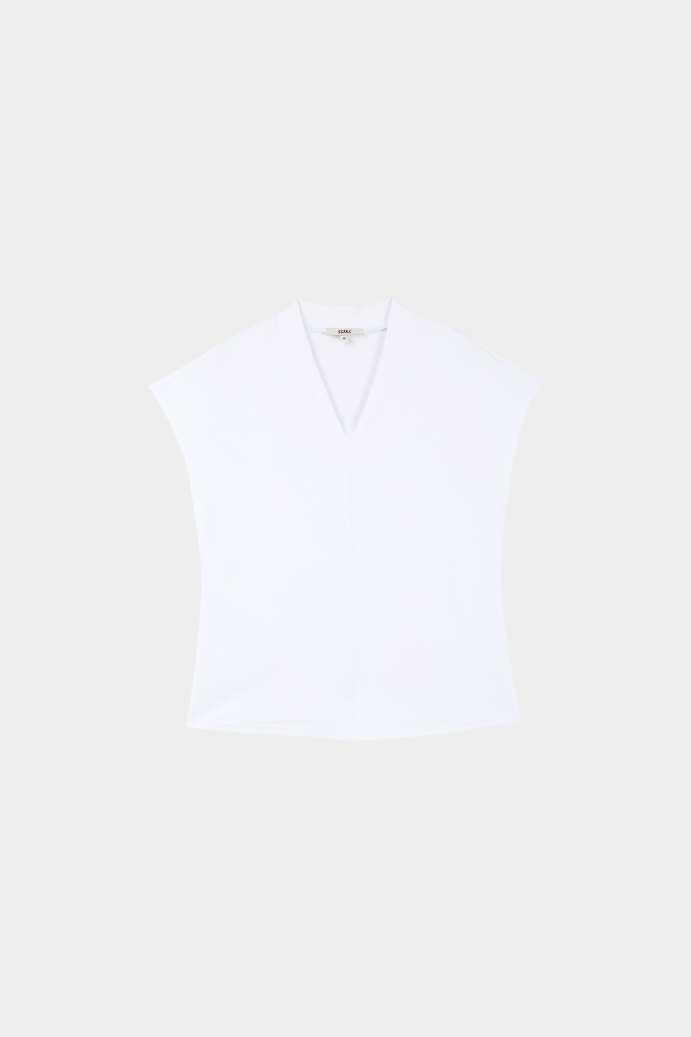 SST&C White V-neck stand T-shirt | 01212502004_4