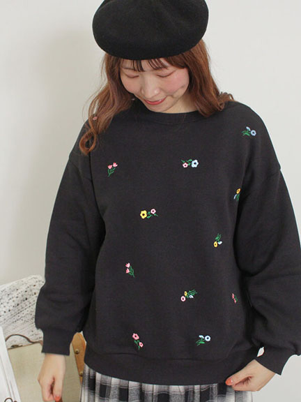 彩色小花刺繡大學T(0F000453110) - Samansa Mos2