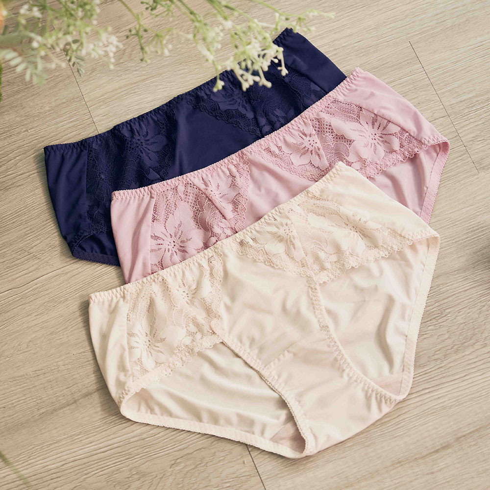 [EASY SHOP]Rose玫瑰香調腰圍蕾絲低腰平口內褲-玫瑰香檳白_2
