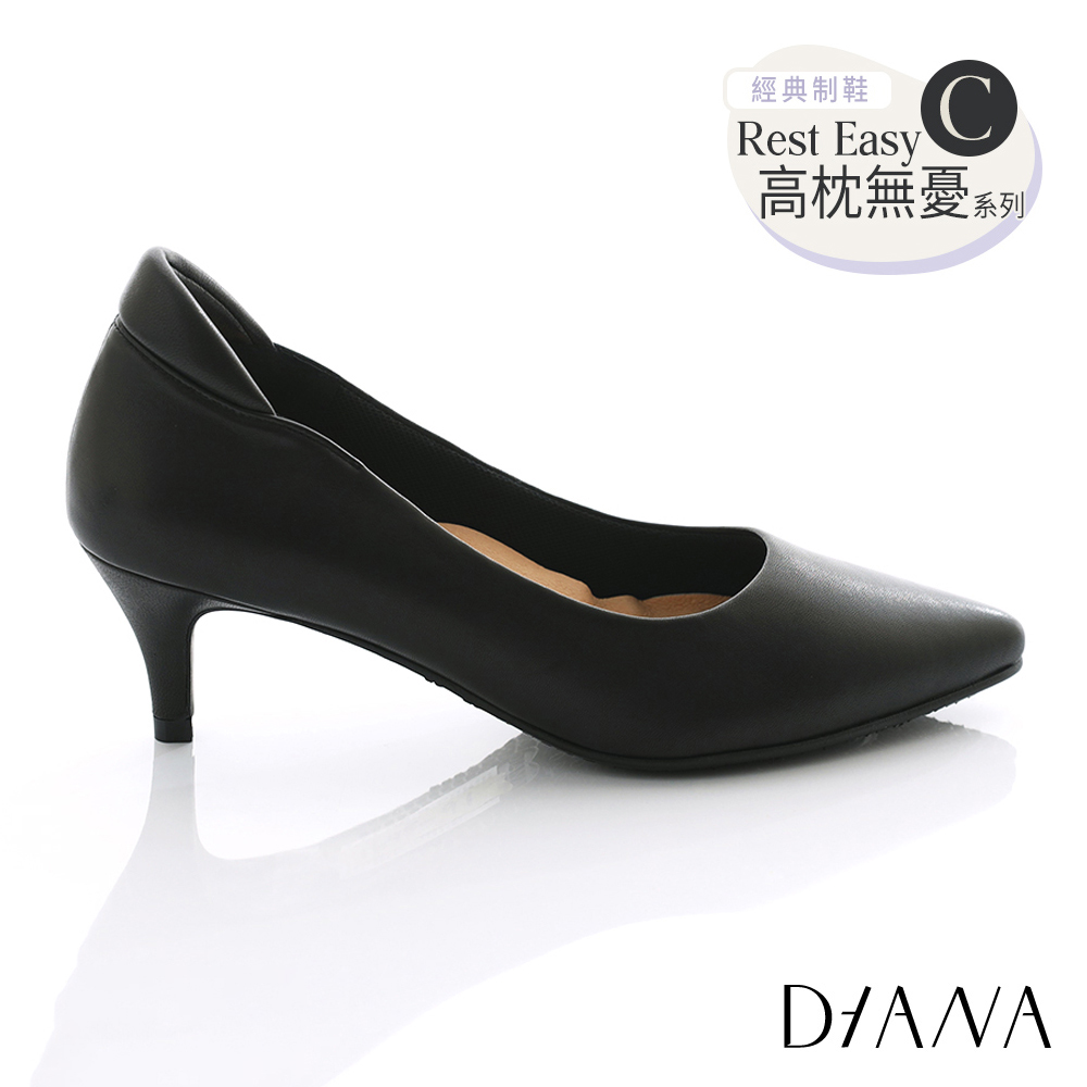 DIANA 漫步雲端高枕無憂C款 5cm尖頭楦細跟制鞋 黑色 #55194