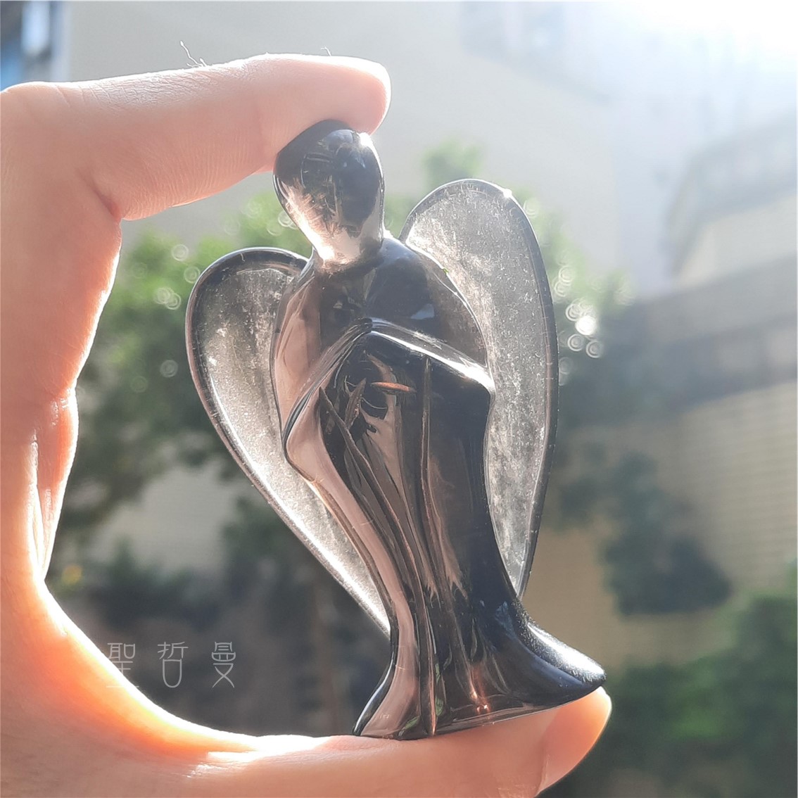 午夜蕾絲黑曜岩天使0129-24號 雕件/擺件 Obsidian ~強大的保護石_1