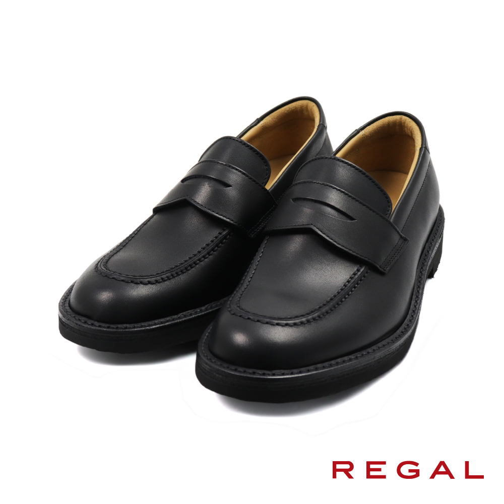 【REGAL】日本原廠Coolmax透氣吸濕便士樂福鞋 黑色(146W-BL)