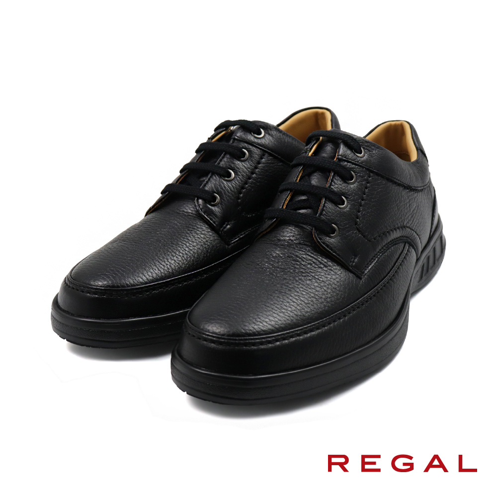 【REGAL】日本原廠XE超輕量鹿皮綁帶休閒鞋 黑色(341W-BL)