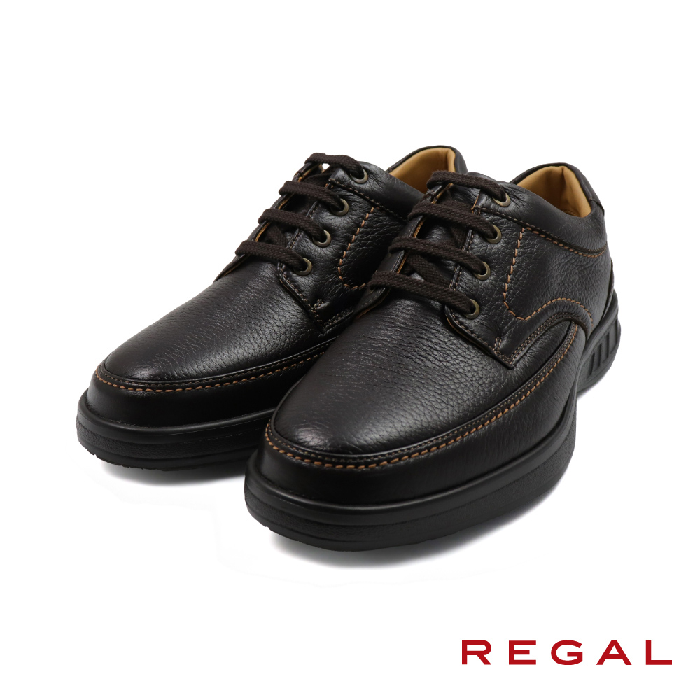 【REGAL】日本原廠XE超輕量鹿皮綁帶休閒鞋 深棕色(341W-DBR)