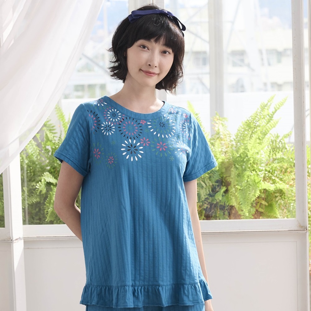 華歌爾睡衣-仕女系列 M-LL純棉提織褲裝(慶典藍) LWZ86151ND