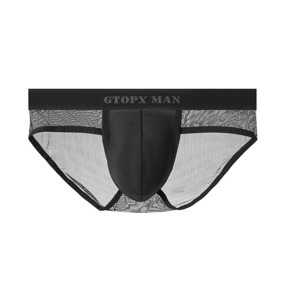 GTOPX MAN 【冰絲透膚】透視冰絲提臀男士高衩三角內褲 U字囊袋 低腰囊袋設計 舞池必備-黑 (GT305)_2