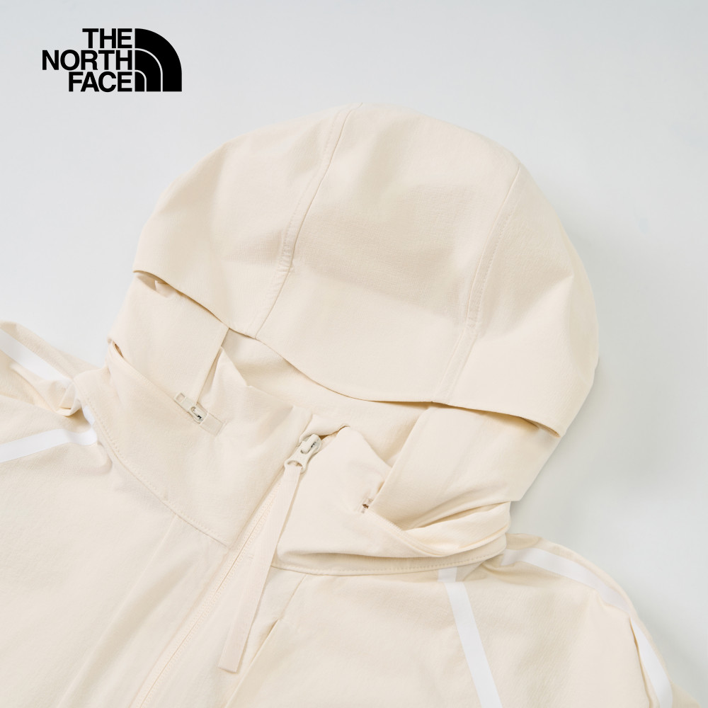 The North Face北面UE女款米白色DWR防潑水可調節收納連帽防風外套｜8CJ6QLI_4
